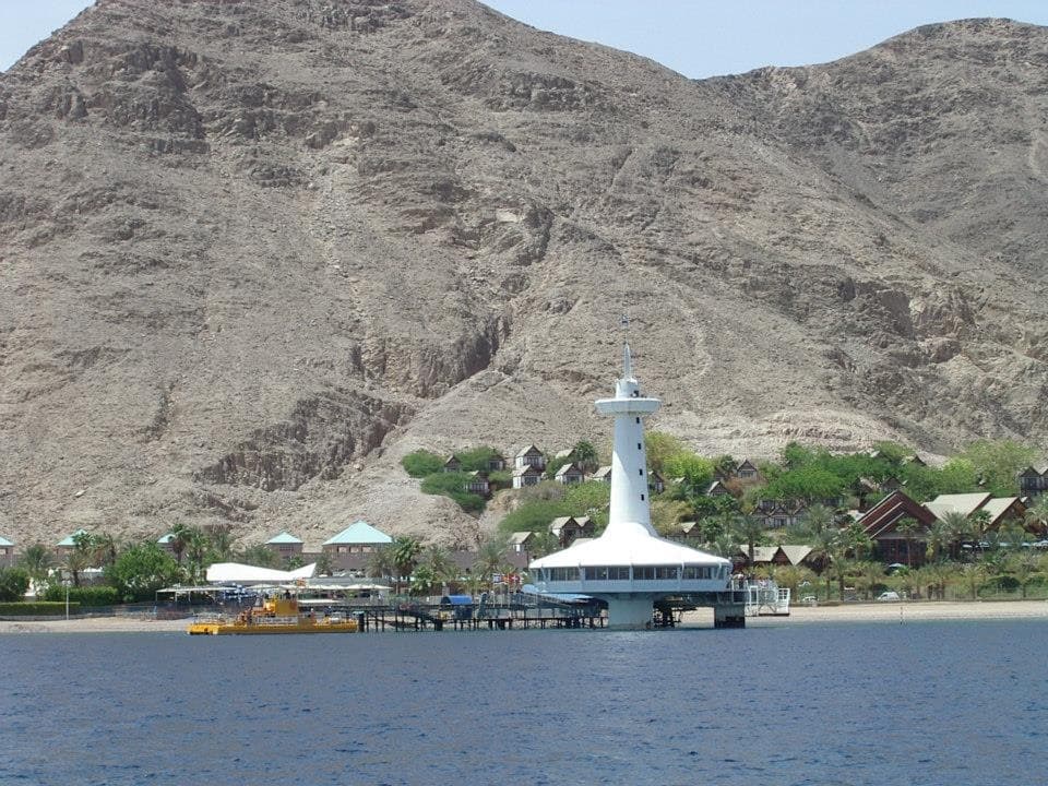Coastal resort area with iconic architecture on the Red Sea shore